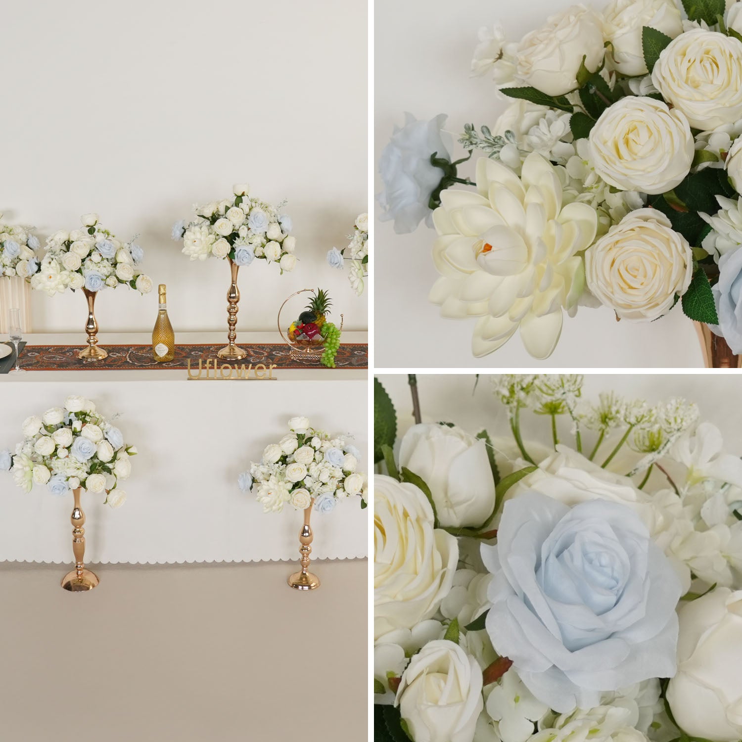 Uflower White Rose Wedding Table Centerpiece Flower Arrangement